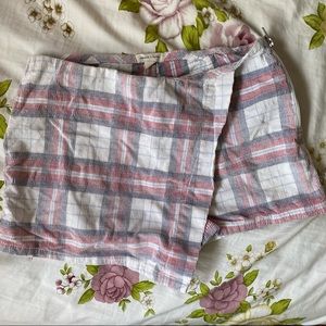 Plaid corduroy mini skort